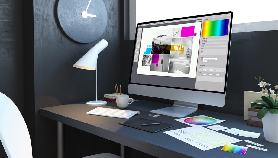 Graphic Design Working on Computer
