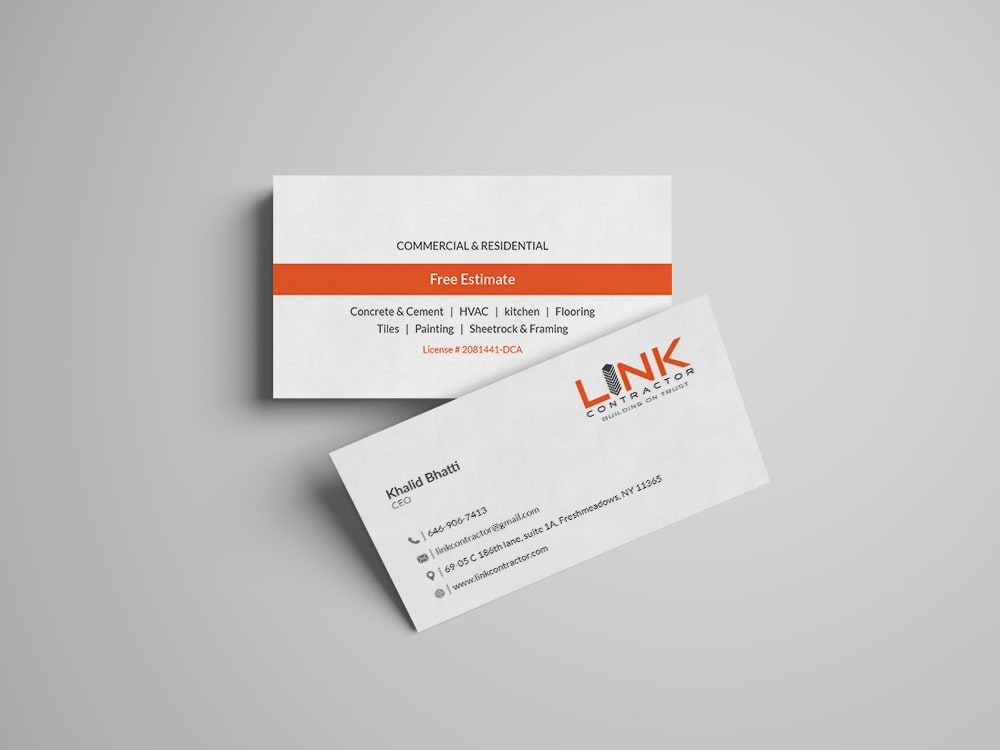 Link Contractor Business Card Design